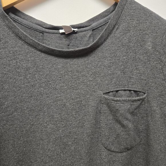 CUYANA Long Sleeve Textured Pleated Back Top Gray Pocket Women’s Size Medium - Picture 3 of 7